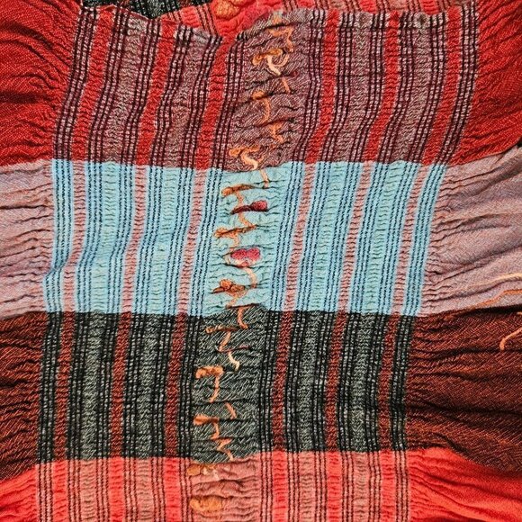 Scarf Shawl Women Multicoloured Patchwork Light Ruffled Embroidery Sun Detail - Picture 4 of 8